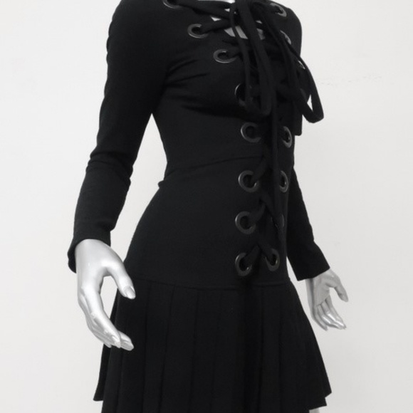 Givenchy Lace-Up Dress Black Stretch Wool - Picture 6 of 8